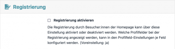 Registrierung deaktivieren