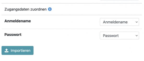 Anmeldenamen und Passwort zuordnen
