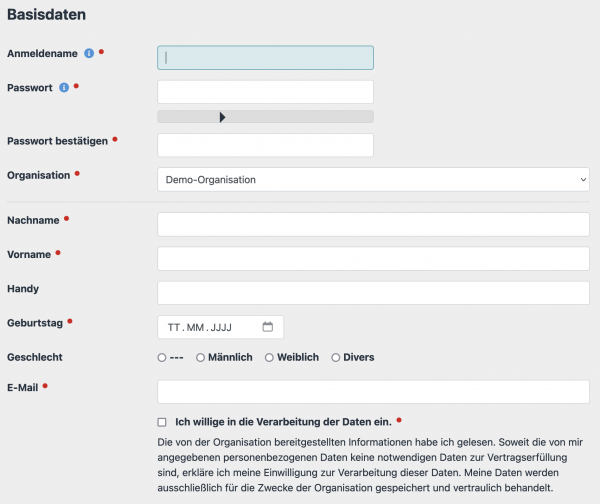 Registrierungsdialog