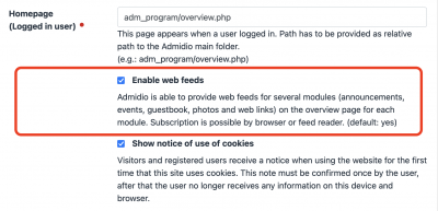 Disable web feeds