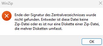 Fehlerbox WinZip